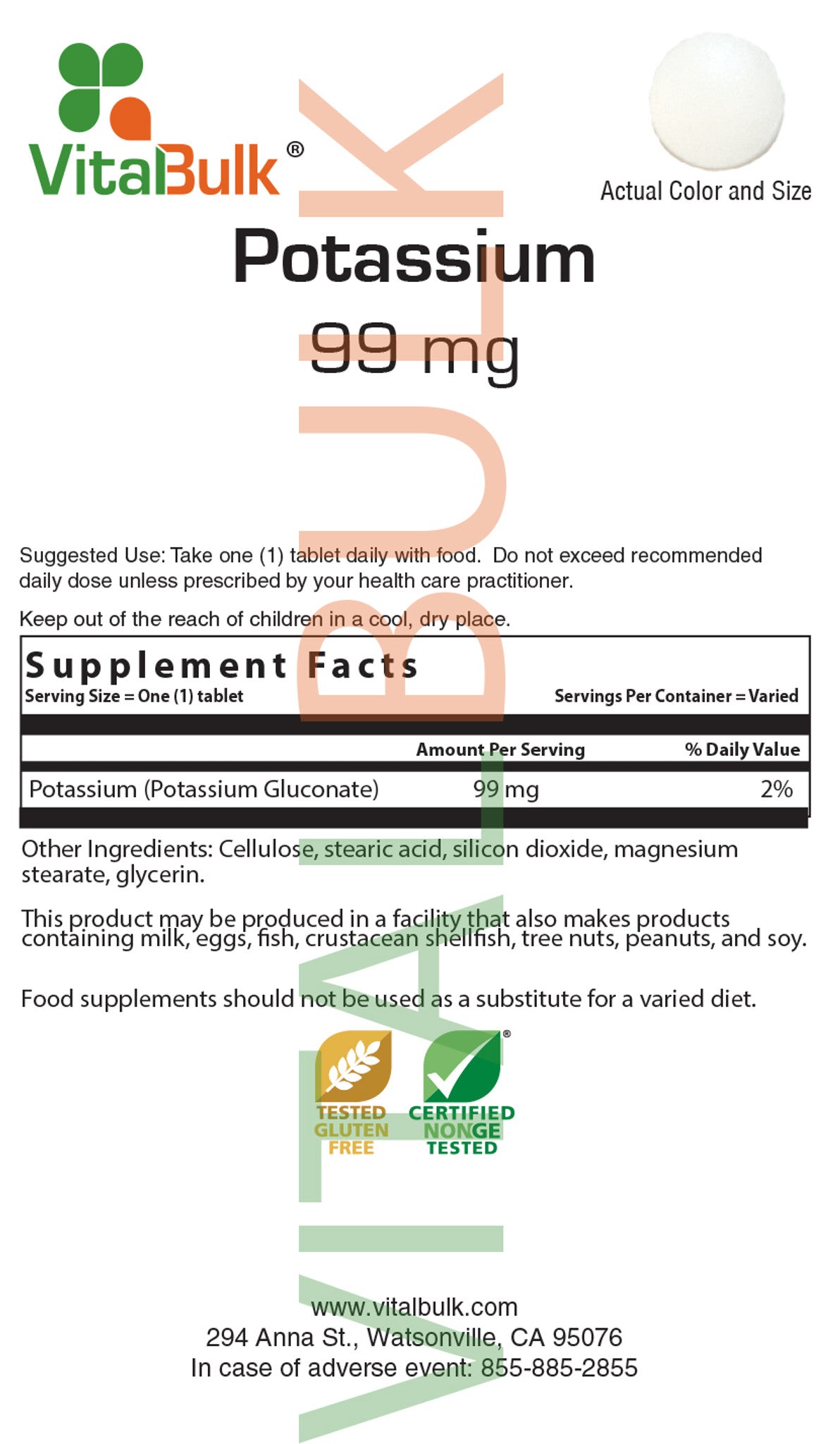 Potassium 99 mg - 125 Count